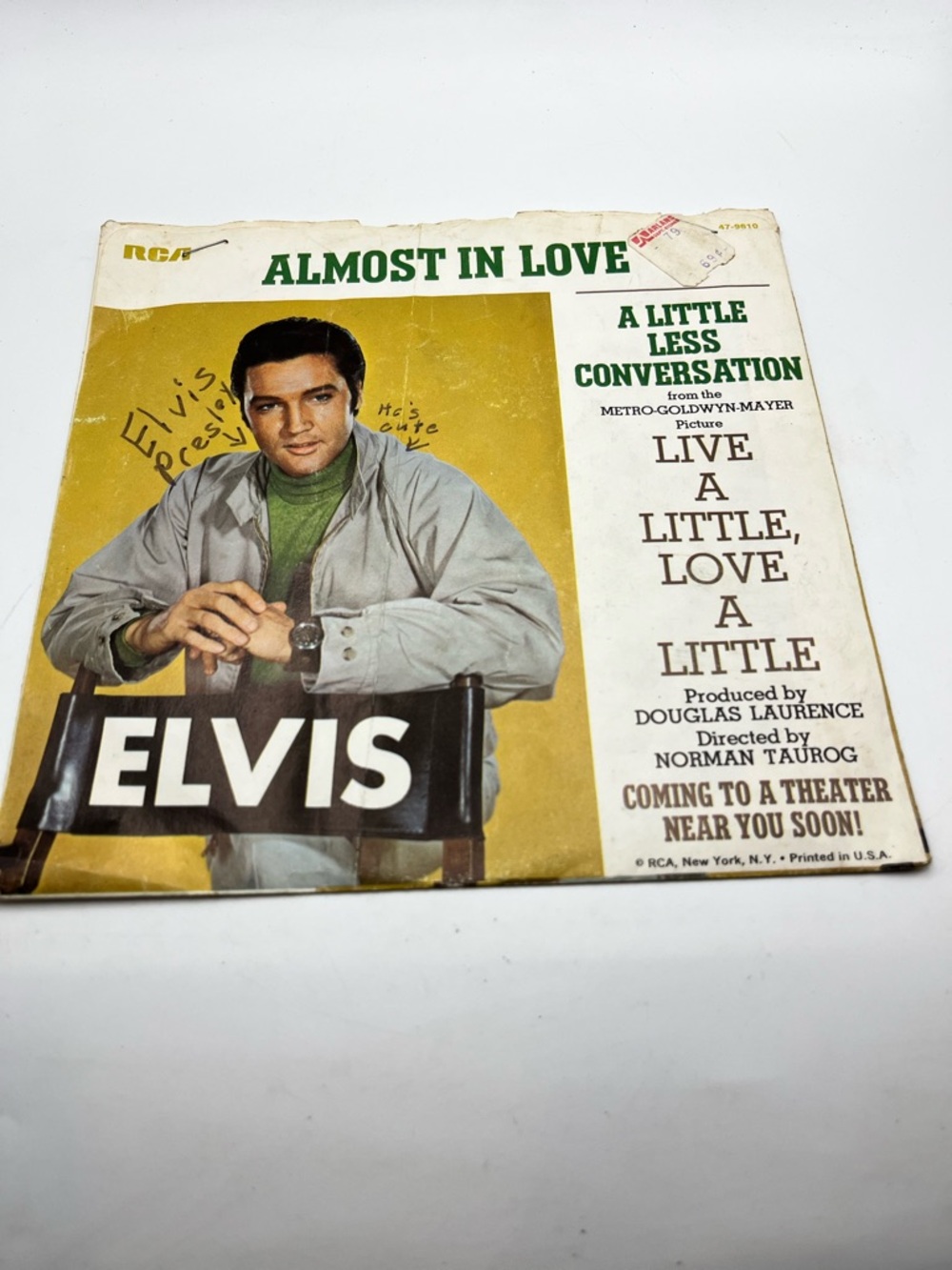 Elvis 'Almost in Love' Vintage Record Sleeve - Elvis Presley